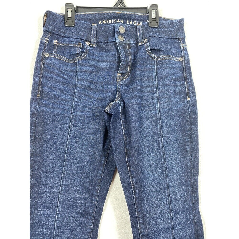 American Eagle Kick Boot Jeans Womens 4 Blue Medium Wash Mid Rise Stretch Denis - Picture 3 of 14
